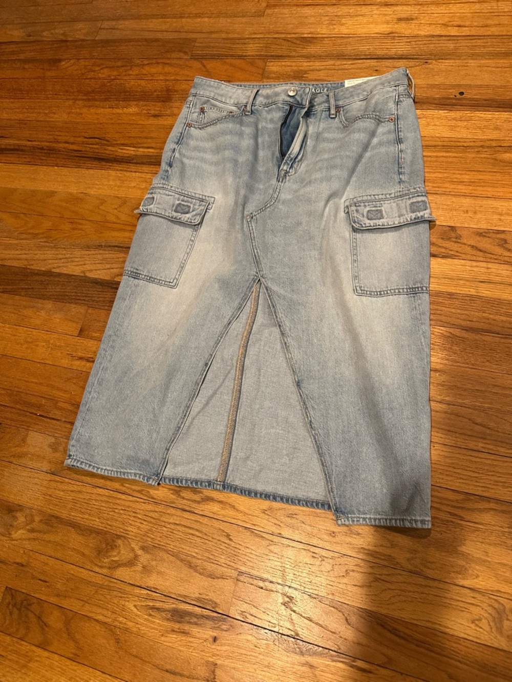 American Eagle Outfitters Light Blue Denim Cargo Skirt - Men Jeans Relaxed